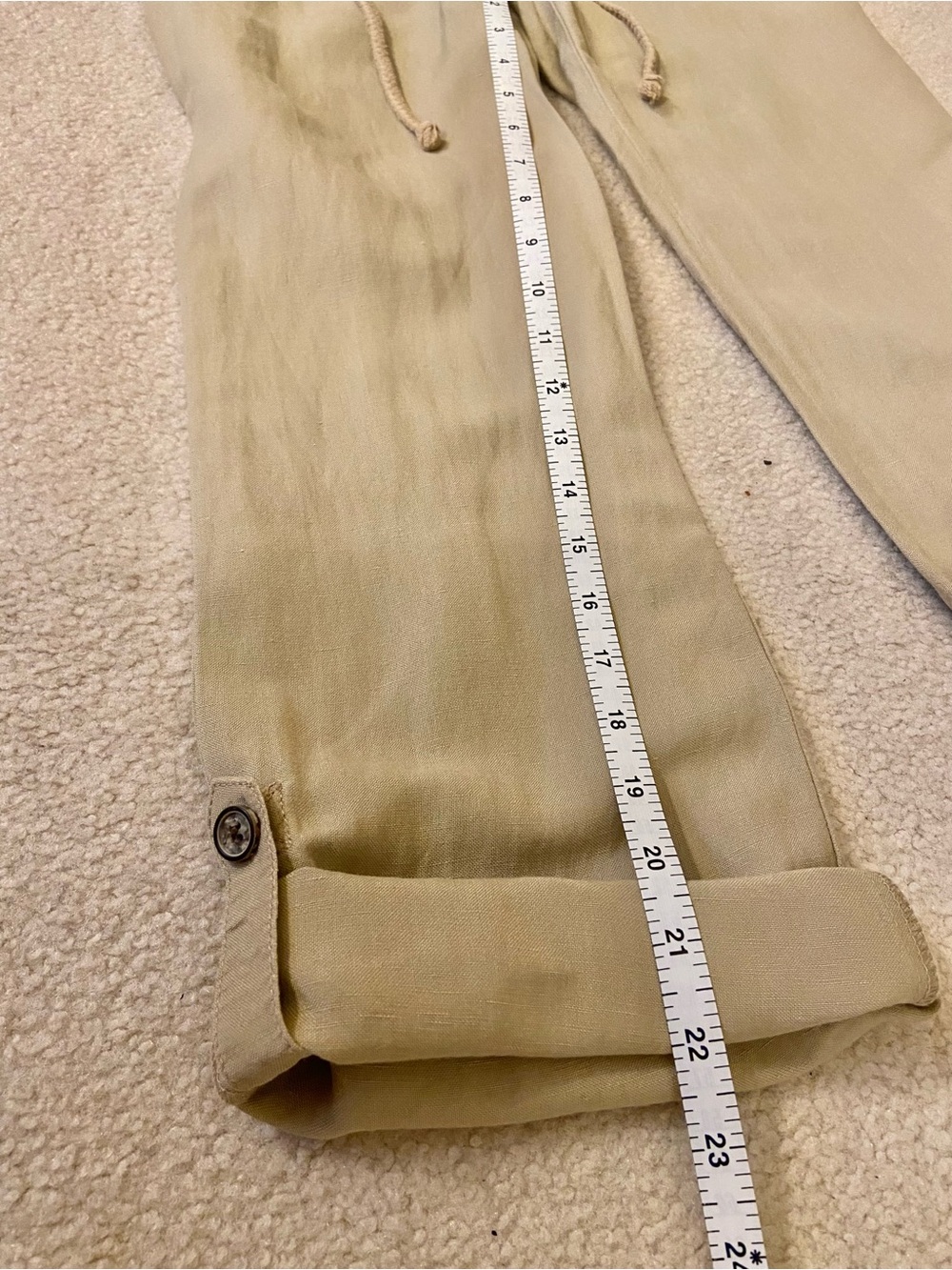 LINEN Beige Drawstring relaxed pants - Picture 6 of 7